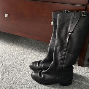 Black Leather Knee-High Boots
